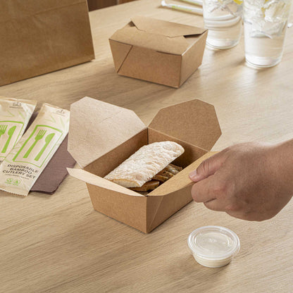 Bio Tek 30 oz Rectangle Kraft Paper Microwavable #1 Bio Box Take Out Container - 5" x 4" x 2 1/2" - 50 count box