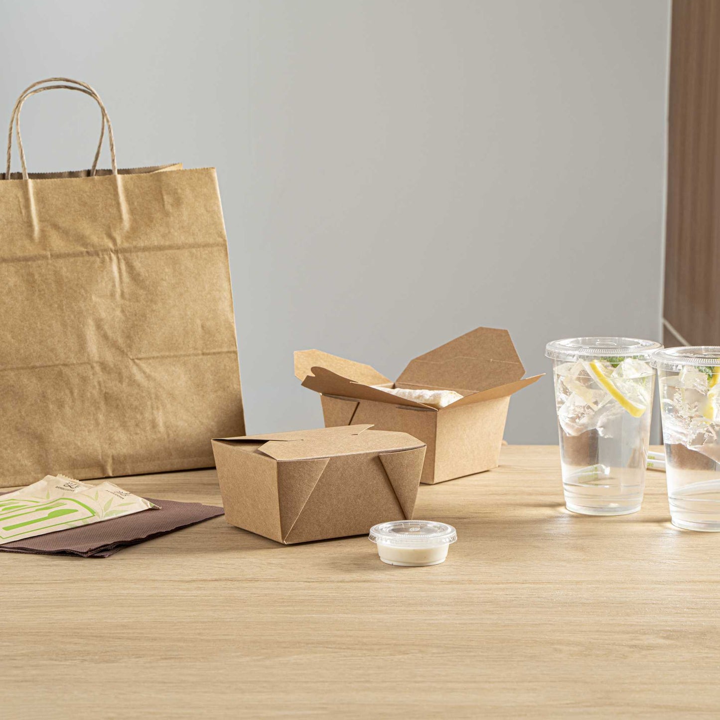 Bio Tek 30 oz Rectangle Kraft Paper Microwavable #1 Bio Box Take Out Container - 5" x 4" x 2 1/2" - 50 count box