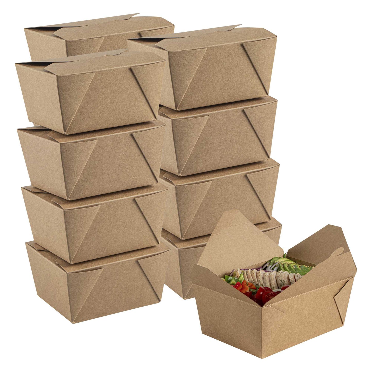 Bio Tek 98 oz Rectangle Kraft Paper Microwavable #4 Bio Box Take Out Container - 8 1/2" x 6 1/4" x 3 1/2" - 200 count box