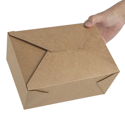 Bio Tek 98 oz Rectangle Kraft Paper Microwavable #4 Bio Box Take Out Container - 8 1/2" x 6 1/4" x 3 1/2" - 50 count box