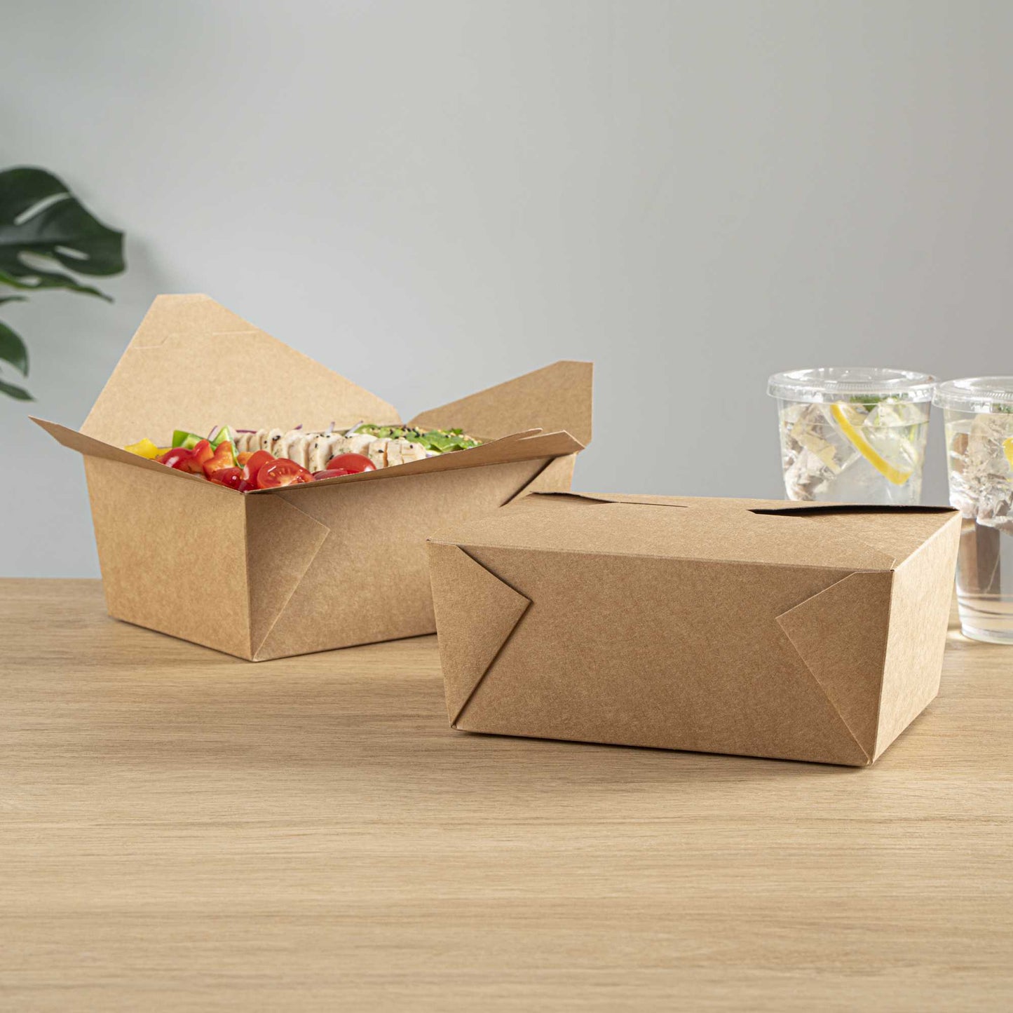 Bio Tek 98 oz Rectangle Kraft Paper Microwavable #4 Bio Box Take Out Container - 8 1/2" x 6 1/4" x 3 1/2" - 200 count box