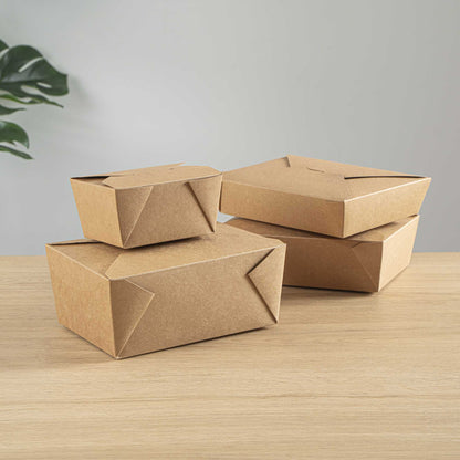 Bio Tek 98 oz Rectangle Kraft Paper Microwavable #4 Bio Box Take Out Container - 8 1/2" x 6 1/4" x 3 1/2" - 200 count box