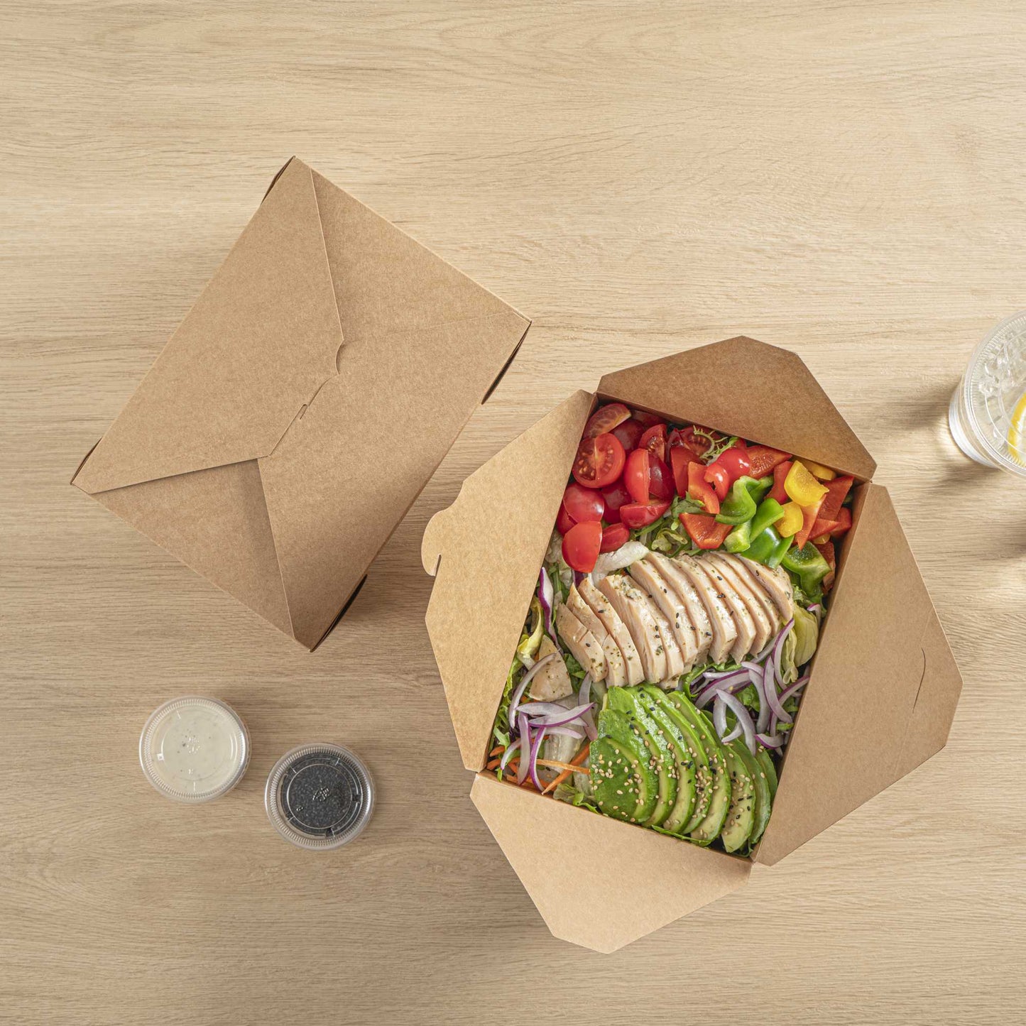 Bio Tek 98 oz Rectangle Kraft Paper Microwavable #4 Bio Box Take Out Container - 8 1/2" x 6 1/4" x 3 1/2" - 200 count box
