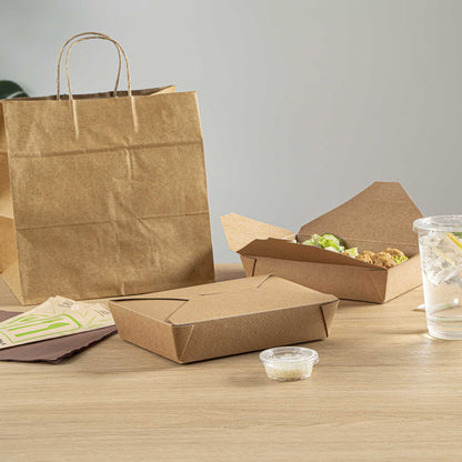 Bio Tek 49 oz Rectangle Kraft Paper Microwavable #2 Bio Box Take Out Container - 8 1/2" x 6 1/4" x 2" - 50 count box