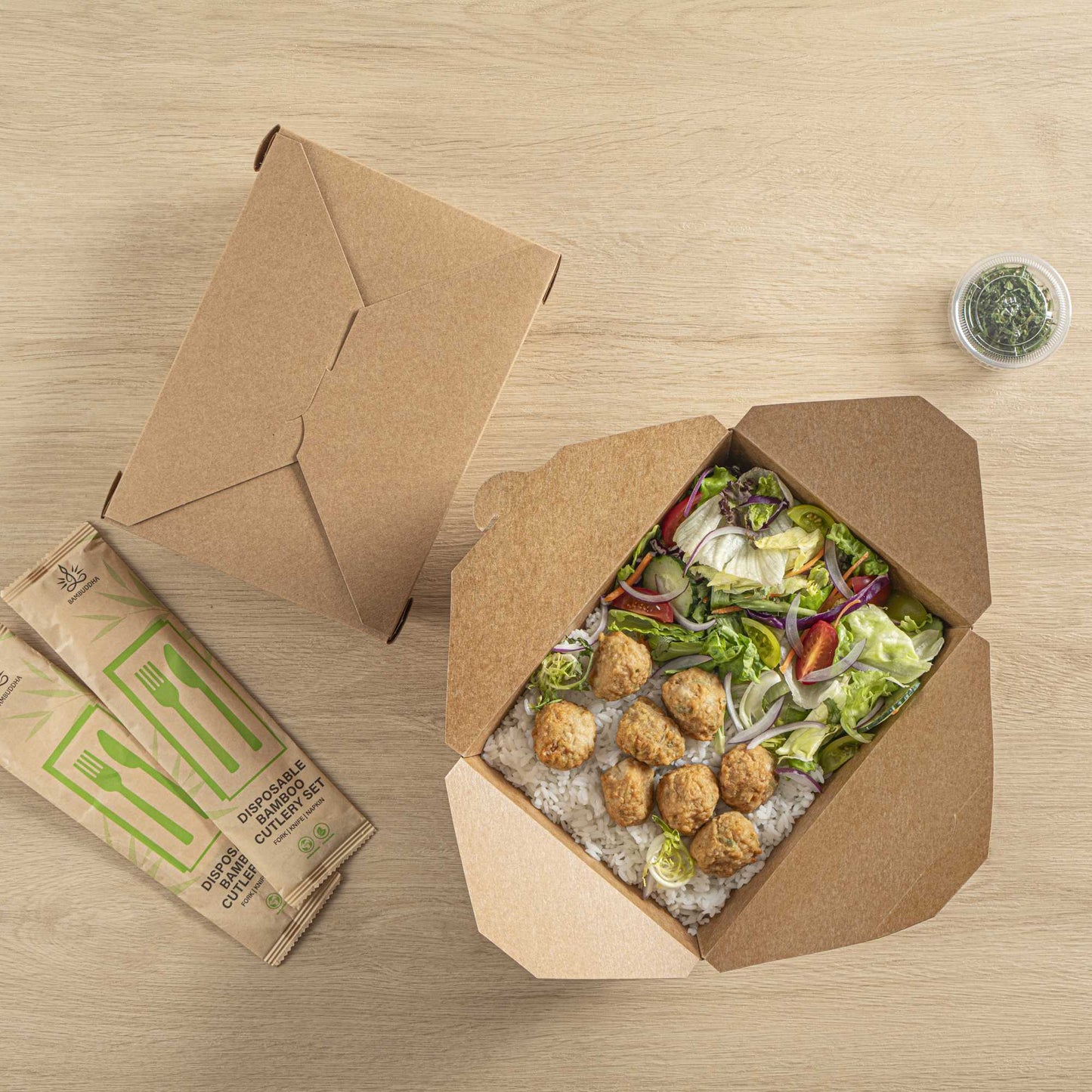 Bio Tek 49 oz Rectangle Kraft Paper Microwavable #2 Bio Box Take Out Container - 8 1/2" x 6 1/4" x 2" - 50 count box