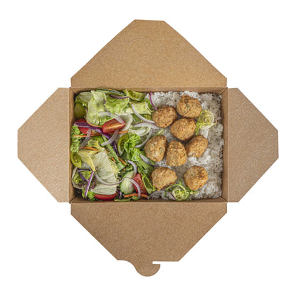 Bio Tek 49 oz Rectangle Kraft Paper Microwavable #2 Bio Box Take Out Container - 8 1/2" x 6 1/4" x 2" - 200 count box