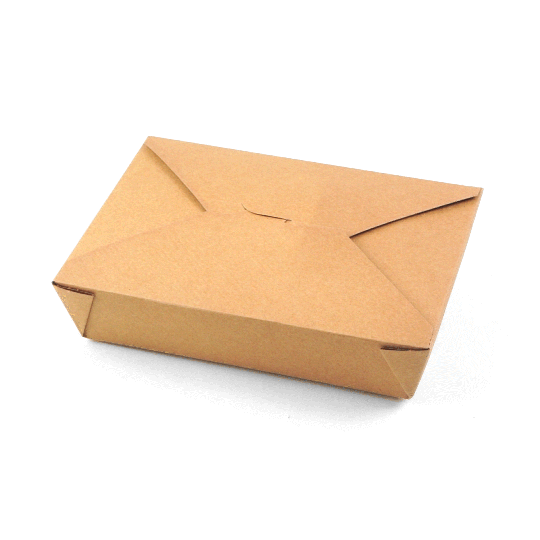 Bio Tek 49 oz Rectangle Kraft Paper Microwavable #2 Bio Box Take Out Container - 8 1/2" x 6 1/4" x 2" - 200 count box