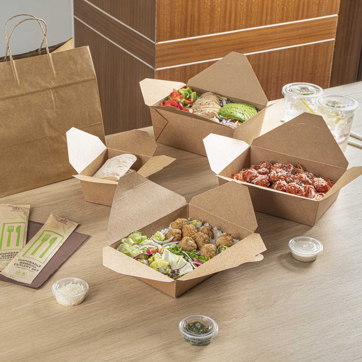 Bio Tek 49 oz Rectangle Kraft Paper Microwavable #2 Bio Box Take Out Container - 8 1/2" x 6 1/4" x 2" - 200 count box