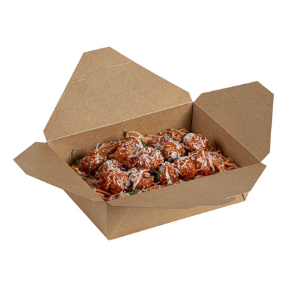 Bio Tek 71 oz Rectangle Kraft Paper Microwavable #3 Bio Box Take Out Container - 8 1/2" x 6 1/4" x 2 1/2" - 50 count box