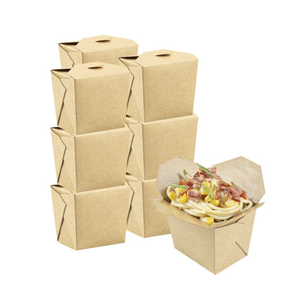 Bio Tek 8 oz Square Kraft Paper Microwavable Noodle Take Out Container - 2 3/4" x 2 1/4" x 2 1/2" - 200 count box