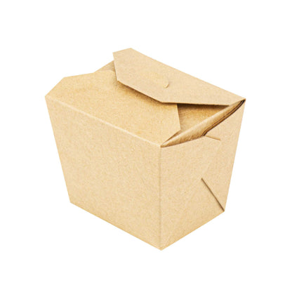Bio Tek 8 oz Square Kraft Paper Microwavable Noodle Take Out Container - 2 3/4" x 2 1/4" x 2 1/2" - 25 count box