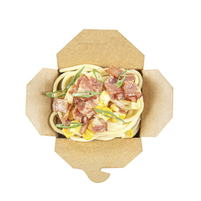 Bio Tek 8 oz Square Kraft Paper Microwavable Noodle Take Out Container - 2 3/4" x 2 1/4" x 2 1/2" - 25 count box