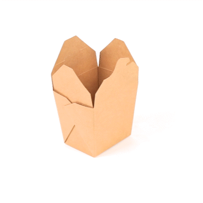 Bio Tek 16 oz Square Kraft Paper Microwavable Noodle Take Out Container - 3 1/2" x 3" x 3 1/4" - 25 count box
