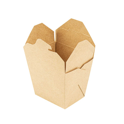 Bio Tek 16 oz Square Kraft Paper Microwavable Noodle Take Out Container - 3 1/2" x 3" x 3 1/4" - 25 count box