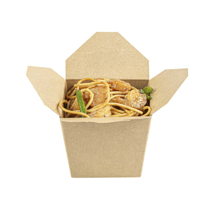 Bio Tek 16 oz Square Kraft Paper Microwavable Noodle Take Out Container - 3 1/2" x 3" x 3 1/4" - 200 count box