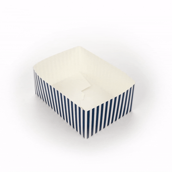 Bio Tek Rectangle Blue and White Stripe Paper Sandwich / Burger Open Tray - 8 1/2" x 6" x 3 1/2" - 100 count box