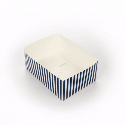 Bio Tek Rectangle Blue and White Stripe Paper Sandwich / Burger Open Tray - 8 1/2" x 6" x 3 1/2" - 100 count box