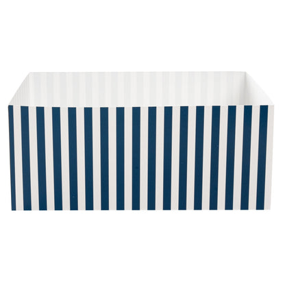 Bio Tek Rectangle Blue and White Stripe Paper Sandwich / Burger Open Tray - 8 1/2" x 6" x 3 1/2" - 100 count box