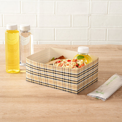 Bio Tek Rectangle Plaid Paper Sandwich / Burger Open Tray - 8 1/2" x 6" x 3 1/2" - 100 count box