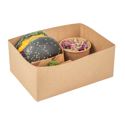 Bio Tek Rectangle Kraft Paper Sandwich / Burger Open Tray - 8 1/2" x 6" x 3 1/2" - 100 count box