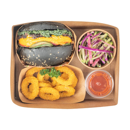 Bio Tek Rectangle Kraft Paper Sandwich / Burger Open Tray - 8 1/2" x 6" x 3 1/2" - 100 count box