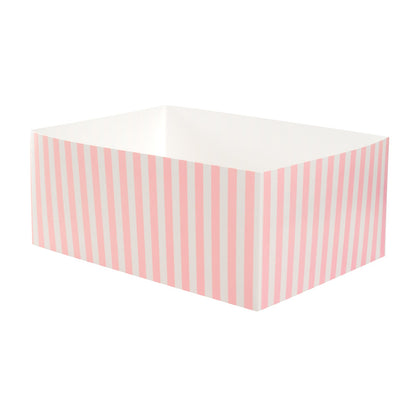 Bio Tek Rectangle Pink and White Stripe Paper Sandwich / Burger Open Tray - 8 1/2" x 6" x 3 1/2" - 100 count box