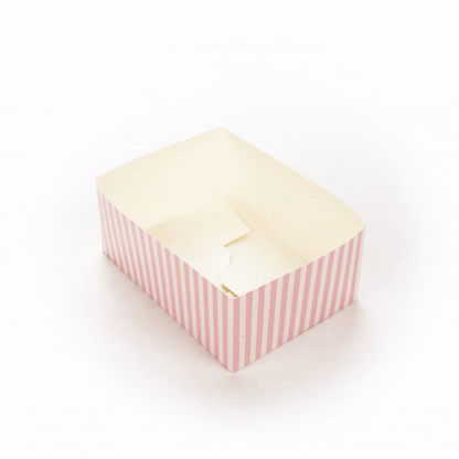 Bio Tek Rectangle Pink and White Stripe Paper Sandwich / Burger Open Tray - 8 1/2" x 6" x 3 1/2" - 100 count box