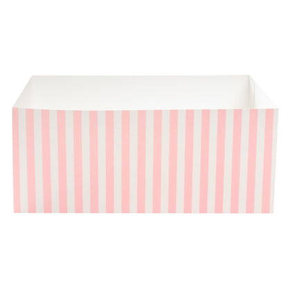 Bio Tek Rectangle Pink and White Stripe Paper Sandwich / Burger Open Tray - 8 1/2" x 6" x 3 1/2" - 100 count box