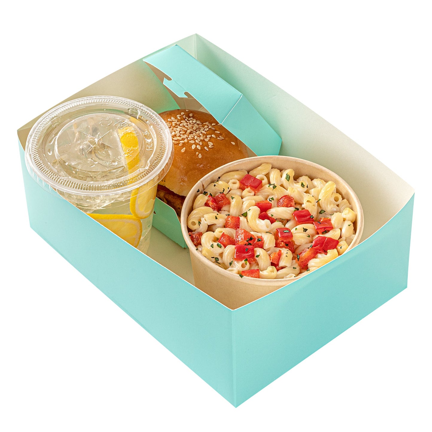 Bio Tek Rectangle Turquoise Paper Sandwich / Burger Open Tray - 8 1/2" x 6" x 3 1/2" - 100 count box