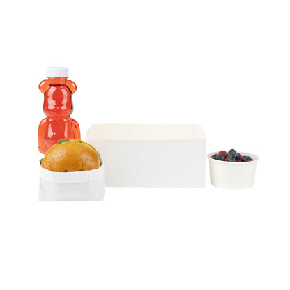 Bio Tek Rectangle White Paper Sandwich / Burger Open Tray - 8 1/2" x 6" x 3 1/2" - 100 count box