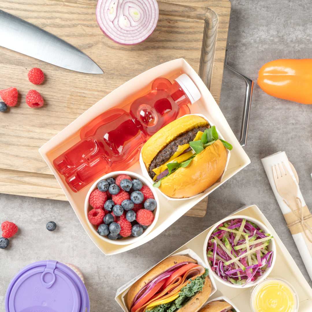 Bio Tek Rectangle White Paper Sandwich / Burger Open Tray - 8 1/2" x 6" x 3 1/2" - 100 count box