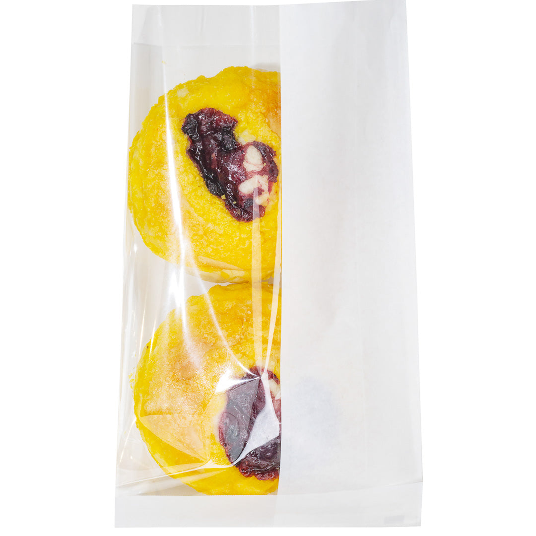 Bag Tek White Paper Medium Bread Bag - with Side Window - 6" x 2 1/2" x 10" - 100 count box