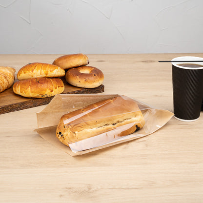 Bag Tek Kraft Paper Large Bread Bag - Side Window - 6" x 2 3/4" x 11 1/2" - 100 count box