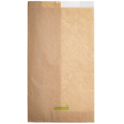 Bag Tek Kraft Paper Large Bread Bag - Side Window - 6" x 2 3/4" x 11 1/2" - 100 count box