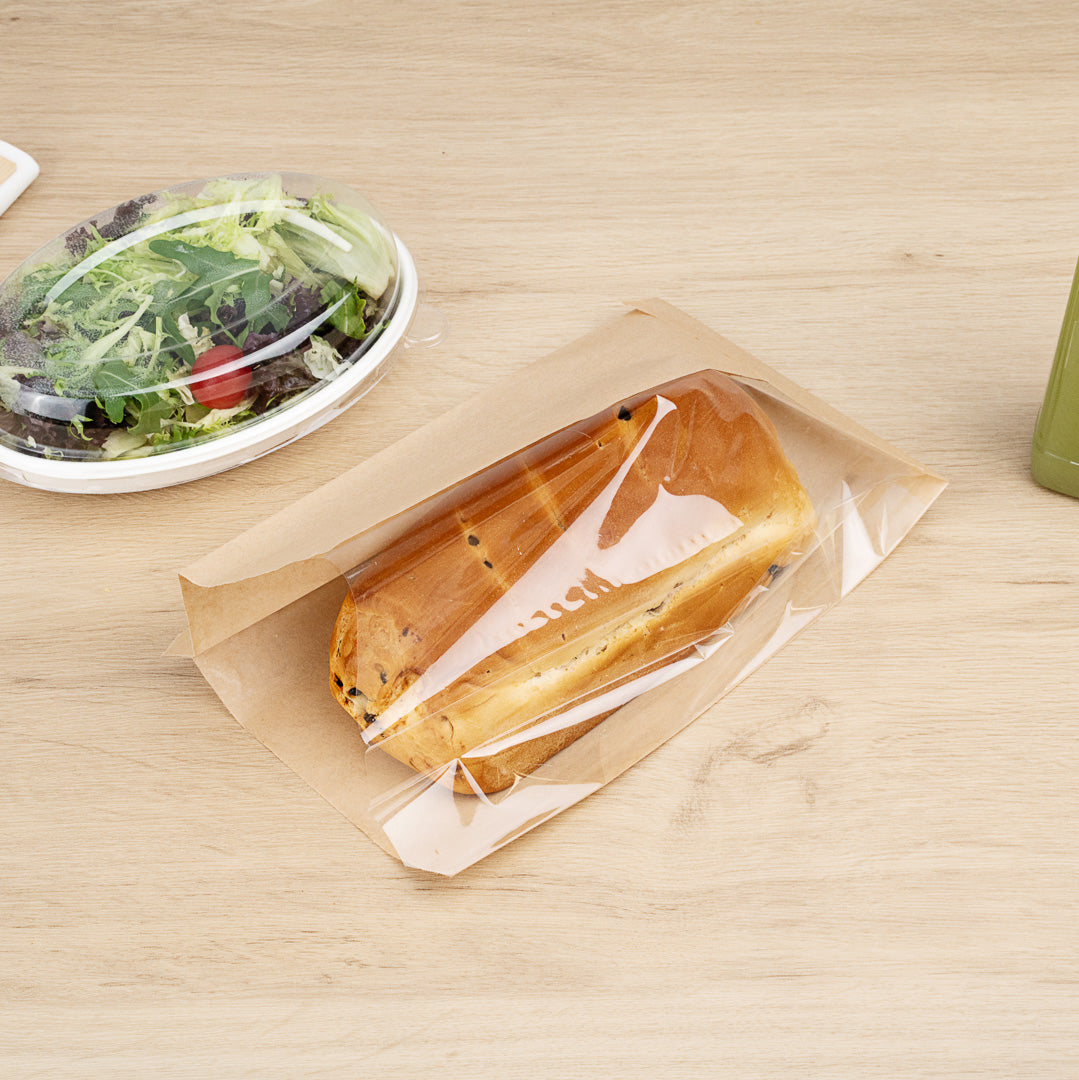 Bag Tek Kraft Paper Large Bread Bag - Side Window - 6" x 2 3/4" x 11 1/2" - 100 count box