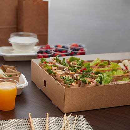 Slide Tek Rectangle Kraft Paper Catering Tray - with Window - 17 3/4" x 12 1/4" x 3 1/4" - 10 count box