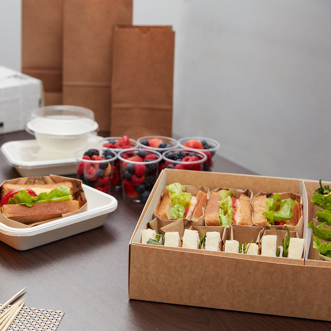 Slide Tek Rectangle Kraft Paper Medium Insert - Fits Catering Tray - 12" x 8 3/4" x 3 1/4" - 10 count box