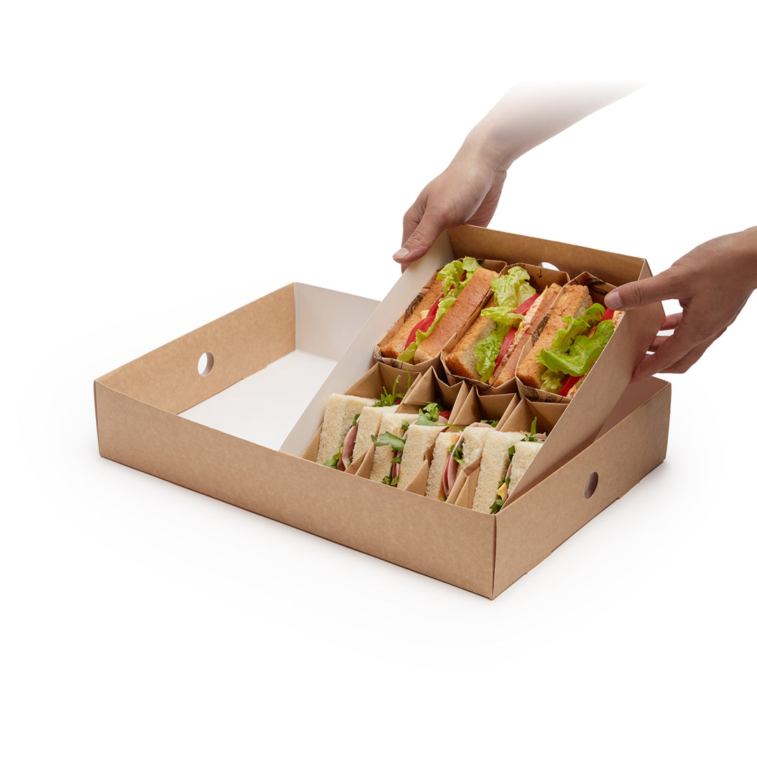 Slide Tek Rectangle Kraft Paper Medium Insert - Fits Catering Tray - 12" x 8 3/4" x 3 1/4" - 10 count box