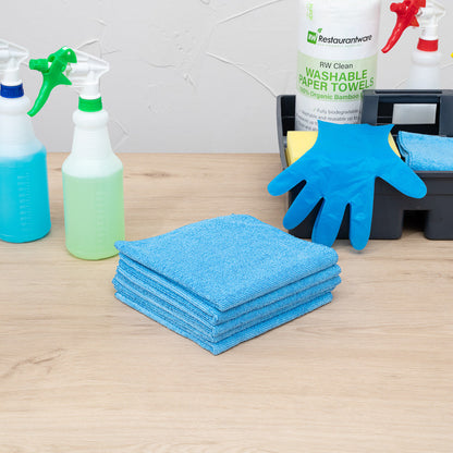 Clean Tek Professional Blue Microfiber Cleaning Cloth - 16" x 16" - 100 count box