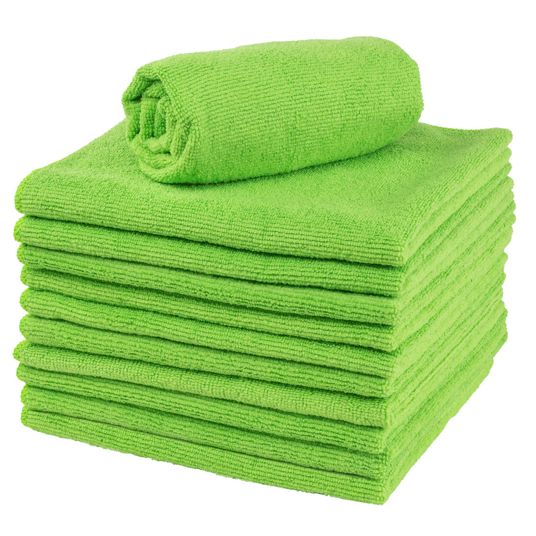 Clean Tek Professional Green Microfiber Cleaning Cloth - 16" x 16" - 100 count box