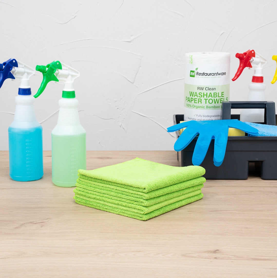 Clean Tek Professional Green Microfiber Cleaning Cloth - 16" x 16" - 10 count box