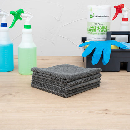 Clean Tek Professional Gray Microfiber Cleaning Cloth - 16" x 16" - 100 count box