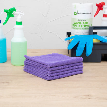 Clean Tek Professional Purple Microfiber Cleaning Cloth - 16" x 16" - 100 count box