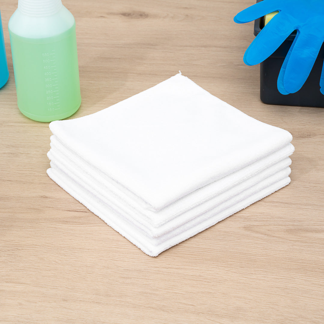 Clean Tek Professional White Microfiber Cleaning Cloth - 16" x 16" - 10 count box