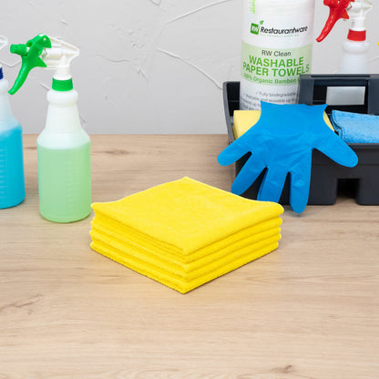 Clean Tek Professional Yellow Microfiber Cleaning Cloth - 16" x 16" - 10 count box