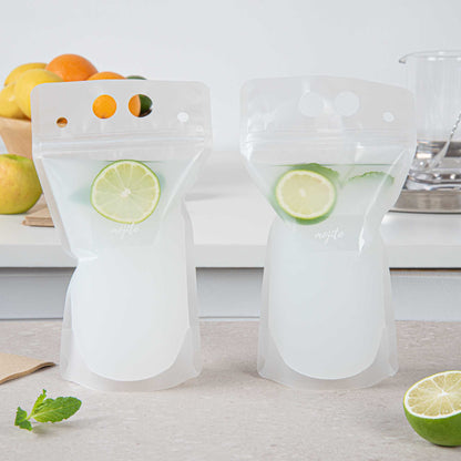 Label Tek Plastic Mojito Label - Clear with White Font, Water-Resistant - 2" x 1" - 100 count box