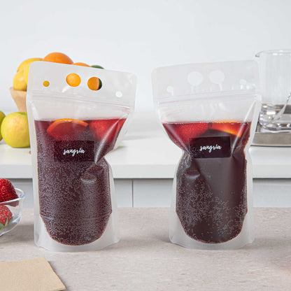 Label Tek Plastic Sangria Label - Clear with White Font, Water-Resistant - 2" x 1" - 100 count box