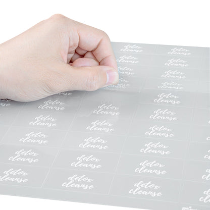 Label Tek Plastic Detox Cleanse Label - Clear with White Font, Water-Resistant - 2" x 1" - 100 count box