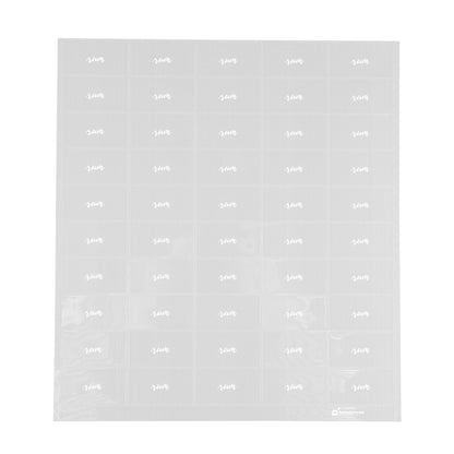 Label Tek Plastic Rum Label - Clear with White Font, Water-Resistant - 2" x 1" - 100 count box