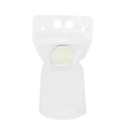 Label Tek Plastic Margarita Label - Clear with White Font, Water-Resistant - 2" x 1" - 100 count box
